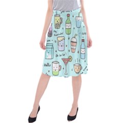 Drinks Cocktails Doodle Coffee Midi Beach Skirt by Apen