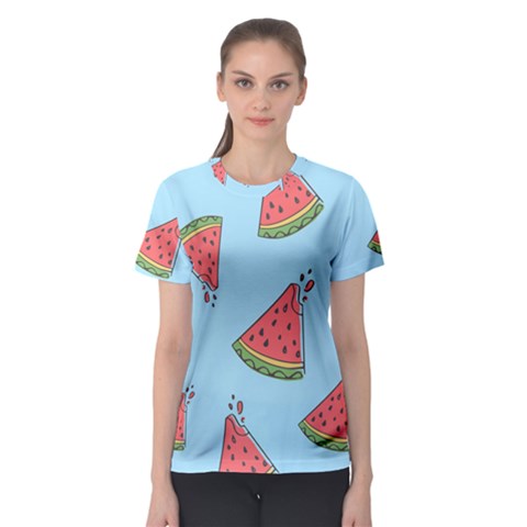 Watermelon Fruit Pattern Tropical Women s Sport Mesh T-shirt by Apen