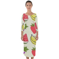 Fruits Pattern Background Food Quarter Sleeve Midi Bodycon Dress by Apen