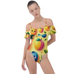 Fruits Fresh Sweet Pattern Frill Detail One Piece Swimsuit by Ravend