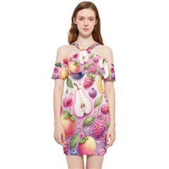 Fruits Apple Strawberry Raspberry Shoulder Frill Bodycon Summer Dress by Ravend