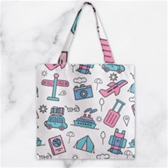 Transportation Seamless Pattern Zipper Grocery Tote Bag by Grandong