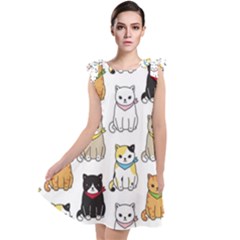 Cat Kitten Seamless Pattern Tie Up Tunic Dress by Grandong