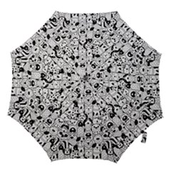 Seamless Pattern With Black White Doodle Dogs Hook Handle Umbrellas (medium) by Grandong