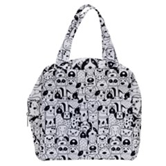 Seamless Pattern With Black White Doodle Dogs Boxy Hand Bag by Grandong