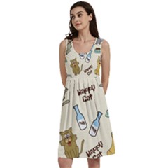 Cute Astronaut Cat With Star Galaxy Elements Seamless Pattern Classic Skater Dress by Grandong