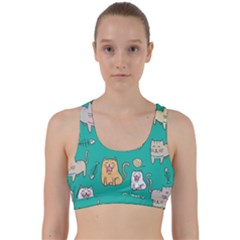 Seamless Pattern Cute Cat Cartoon With Hand Drawn Style Back Weave Sports Bra by Grandong