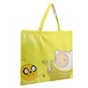 Adventure Time Jake The Dog Finn The Human Artwork Yellow Zipper Large Tote Bag View2