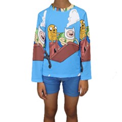 Cartoon Adventure Time Jake And Finn Kids  Long Sleeve Swimwear by Sarkoni