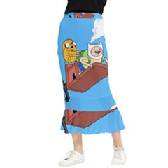 Cartoon Adventure Time Jake And Finn Maxi Fishtail Chiffon Skirt by Sarkoni