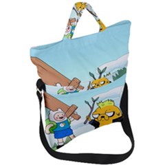 Adventure Time Finn And Jake Cartoon Network Parody Fold Over Handle Tote Bag by Sarkoni