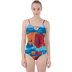Adventure Time Fish Landscape Cut Out Top Tankini Set by Sarkoni