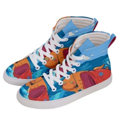 Adventure Time Fish Landscape Men s Hi-top Skate Sneakers by Sarkoni