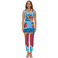 Adventure Time Fish Landscape Women s Pinafore Overalls Jumpsuit by Sarkoni