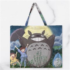 Illustration Anime Cartoon My Neighbor Totoro Zipper Large Tote Bag by Sarkoni