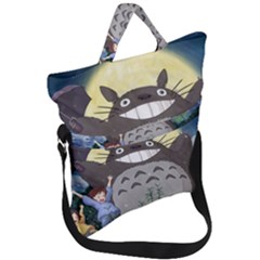 Illustration Anime Cartoon My Neighbor Totoro Fold Over Handle Tote Bag by Sarkoni