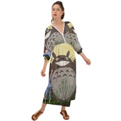 Illustration Anime Cartoon My Neighbor Totoro Grecian Style  Maxi Dress by Sarkoni