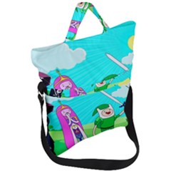 Adventure Time The Legend Of Zelda Parody Fold Over Handle Tote Bag by Sarkoni