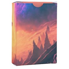 Illustration Trippy Psychedelic Astronaut Landscape Planet Mountains Playing Cards Single Design (rectangle) With Custom Box by Sarkoni