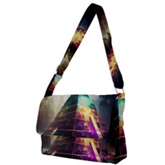 Tropical Forest Jungle Ar Colorful Midjourney Spectrum Trippy Psychedelic Nature Trees Pyramid Full Print Messenger Bag (l) by Sarkoni