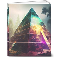 Tropical Forest Jungle Ar Colorful Midjourney Spectrum Trippy Psychedelic Nature Trees Pyramid 8  X 10  Softcover Notebook by Sarkoni