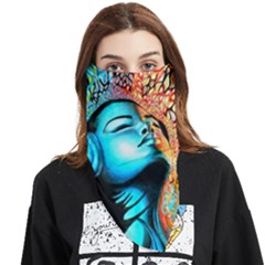 Color Detail Dream Fantasy Neon Psychedelic Teaser Face Covering Bandana (triangle) by Sarkoni