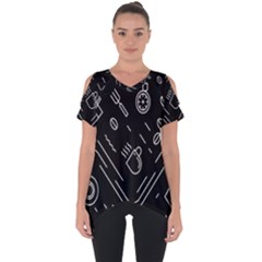 Coffee Background Cut Out Side Drop T-shirt by Bedest