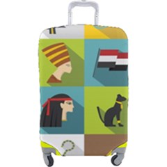 Egypt Travel Items Icons Set Flat Style Luggage Cover (large) by Bedest