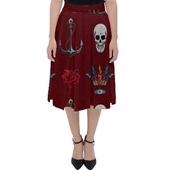 Tattoo Old School Background Pattern Classic Midi Skirt by Bedest