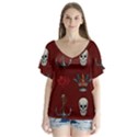 Tattoo Old School Background Pattern V-Neck Flutter Sleeve Top View1