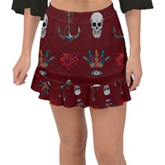 Tattoo Old School Background Pattern Fishtail Mini Chiffon Skirt by Bedest