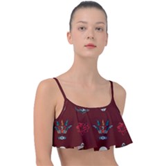 Tattoo Old School Background Pattern Frill Bikini Top by Bedest