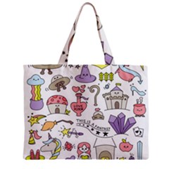 Fantasy Things Doodle Style Vector Illustration Zipper Mini Tote Bag by Bedest