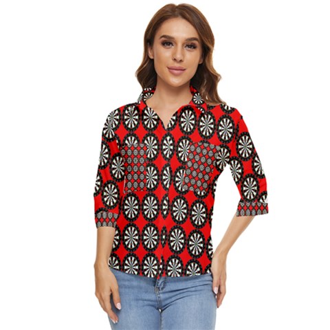 Dart Board Women s Quarter Sleeve Pocket Shirt by Dutashop