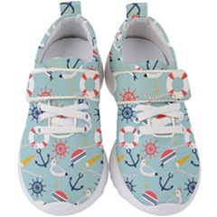 Nautical Marine Symbols Seamless Pattern Kids  Velcro Strap Shoes by Hannah976