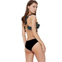 Dark Seamless Pattern Symbols Landmarks Signs Egypt Art Low Cut Ruffle Edge Bikini Top View3