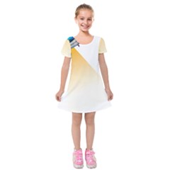 Blue Ufo Illustration Unidentified Flying Object Cartoon Kids  Short Sleeve Velvet Dress by Sarkoni