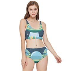 Illustration Ufo Alien  Unidentified Flying Object Frilly Bikini Set by Sarkoni
