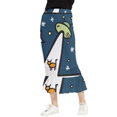 Ufo Alien Unidentified Flying Object Maxi Fishtail Chiffon Skirt by Sarkoni