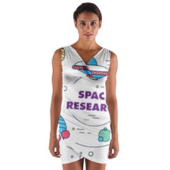 Unidentified Flying Object Ufo Space Outer Wrap Front Bodycon Dress by Sarkoni