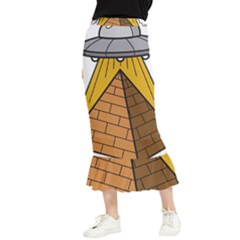 Unidentified Flying Object Ufo Under The Pyramid Maxi Fishtail Chiffon Skirt by Sarkoni