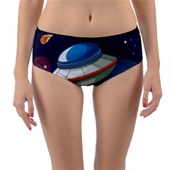 Ufo Alien Spaceship Galaxy Reversible Mid-waist Bikini Bottoms by Bedest