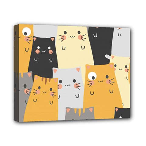 Seamless Pattern Cute Cat Cartoons Canvas 10  X 8  (stretched) by Bedest