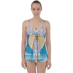 Space Exploration Illustration Babydoll Tankini Top by Bedest