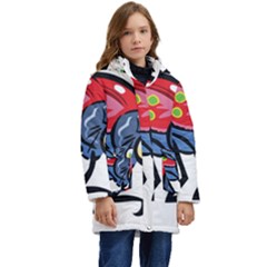 Bug Black Insect Animal Kids  Hooded Longline Puffer Jacket by Sarkoni