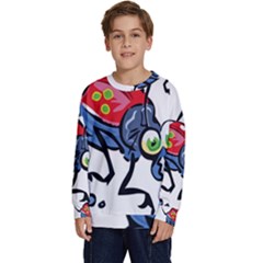 Bug Black Insect Animal Kids  Crewneck Sweatshirt by Sarkoni
