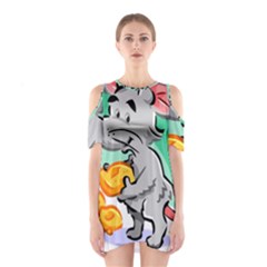 Mouse Cheese Tail Rat Mice Hole Shoulder Cutout One Piece Dress by Sarkoni