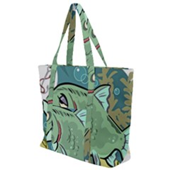 Fish Hook Worm Bait Water Hobby Zip Up Canvas Bag by Sarkoni