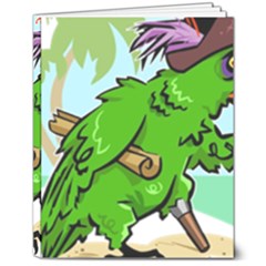 Parrot Hat Cartoon Captain 8  X 10  Hardcover Notebook by Sarkoni