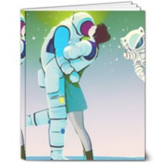 Astronaut Cat Retro Cute Alien 8  X 10  Hardcover Notebook by Bedest